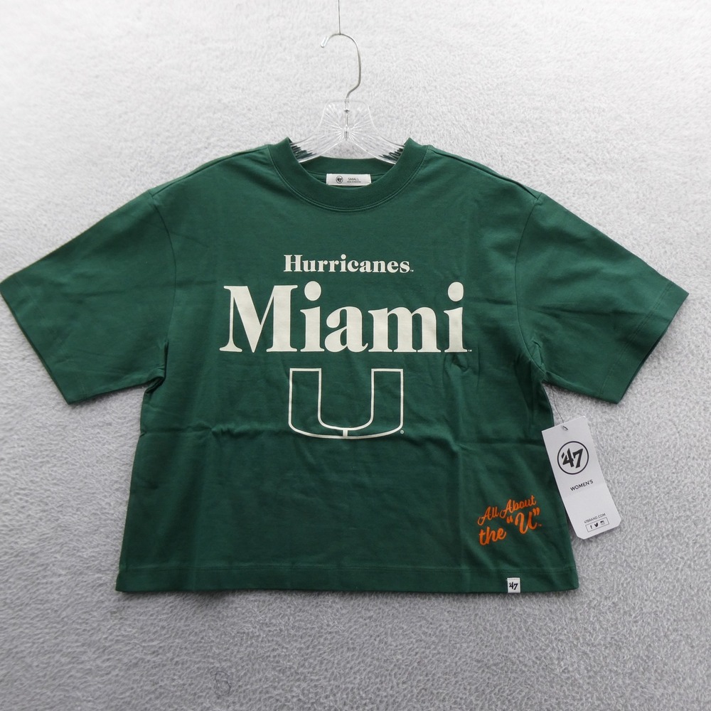 47 Brand Shirt Women Small Miami Hurricanes Green All About the U Cotton Blend